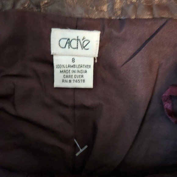 Cache Lambs Leather Maroon Pants Wine Womens Size 8 Pants - Picture 6 of 6